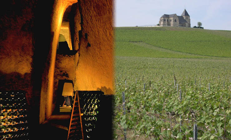 Ruinart wine cellars / Chavot Courcourt church