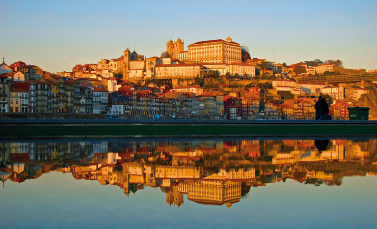 A Reflex of the city of Porto near the sunset